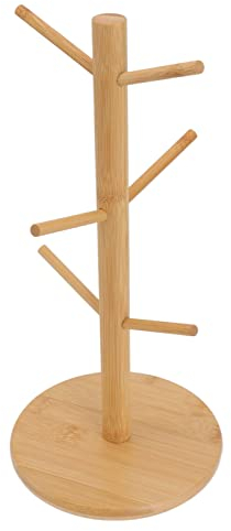 Changor Porte-Tasses, Support de Tasse en Bois élégant Présentoir à Tasses à 6 Branches Accessoires de Bar à Café pour Comptoir pour Mug