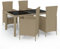 Yolola Polyrattan Gartenmöbel Set Rattan Essgruppe 4 Personen Gartenmöbel Essgruppe mit Auflagen Sitzgruppe Garten 5-TLG.Type1 Gartengarnitur Terrassenmöbel Beige