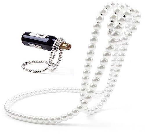 Wudaizhi Magic Wine Bottle Holder Floating Pearl Chain Wine Bottle Rack Holder for Home Decoration, Holds Bottles in the Air