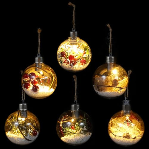 PRETYZOOM 6stücke Transparente Weihnachtskugeln Kunststoff Leuchtende Hängende Ornamente Weihnachtsdekoration Anhänger Zum Aufhängen Schicke Party Bälle