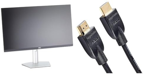 Dell S2722QC USB-C 27 Inch 4K UHD (3840x2160) Monitor, 60Hz, IPS, 4ms & Amazon Basics HDMI Cable, 18Gbps High-Speed, 4K@60Hz, 2160p, Ethernet Ready, 7.6 m, Black