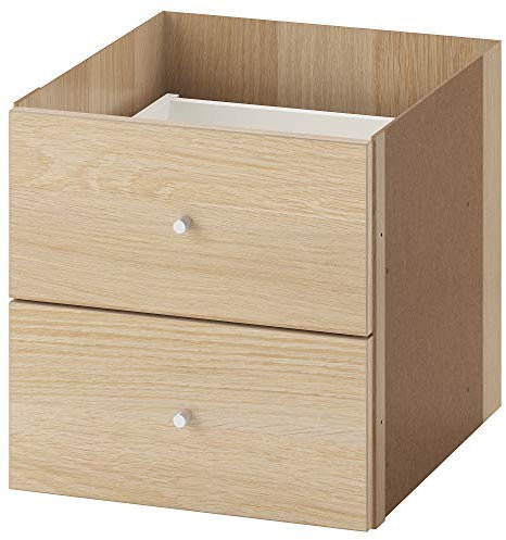 KALLAX Einsatz mit 2 Schubladen, 33x33 cm, weiß gebeizte Eichenoptik