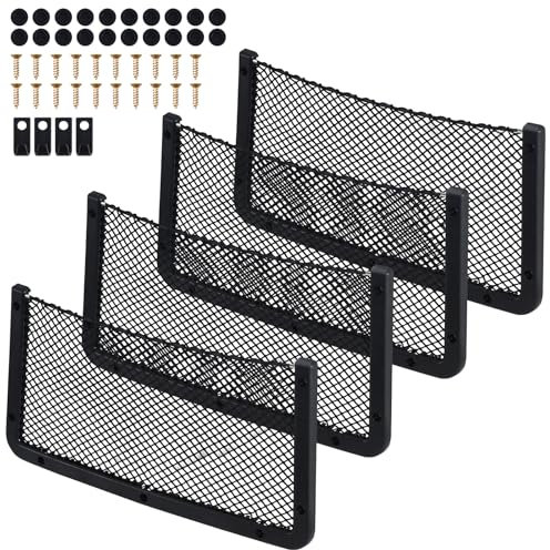 Red de almacenamiento para coche, 4 unidades, 42 x 21 cm, volumen alto, red de almacenamiento de maletero, multifuncional, bolsa de bolsillo organizador de coche para utensilios, autocaravanas, barcos