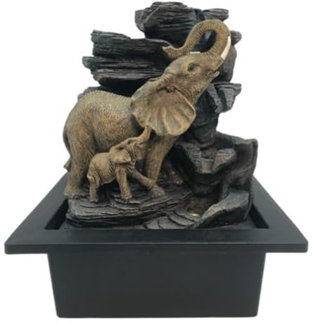 Elephant Fortuna Fountain Family Indoor Beautifully Crafted With LED Lights