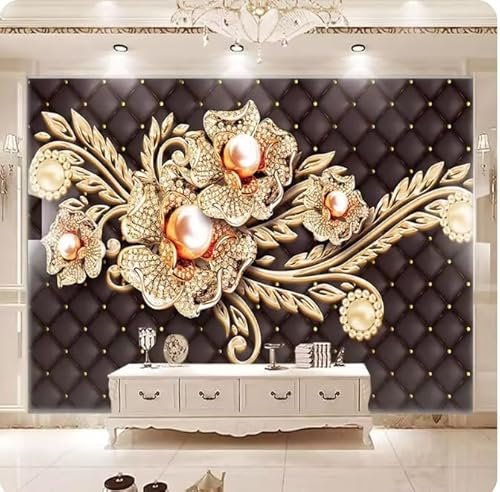 XDOUBAO Papier peint mural 3D fleur noire salon chambre TV fond peinture murale, 3D, 150x105cm