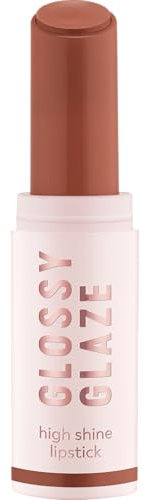 essence GLOSSY GLAZE high shine lipstick, Nr. 01, Braun, hochpigmentiert, glänzend, farbintensiv, vegan, ölfrei, ohne Parabene, ohne Mikroplastikpartikel, 1er Pack (1.9g)