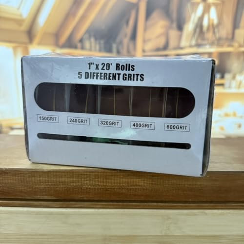 Shineboc Rouleaux De Papier De Verre, 2,5 cm X 6 m, Papier De Verre Avec Distributeur, Grain 150/240/320/400/600, 5 Rouleaux Pour Poncer Le Bois, Le Métal