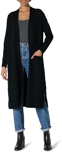 Amazon Essentials Cardigan Leggero con Lunghezza a Spolverino, vestibilità Classica Donna, Nero, L
