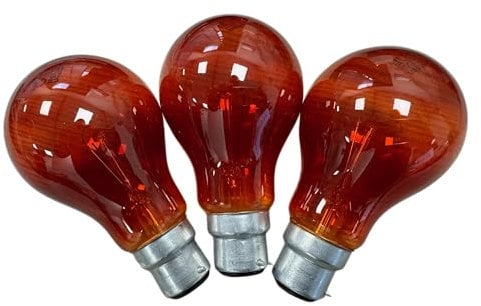 Unibulb Fireglow Red Light Bulbs, 60W, GLS BC B22 Bayonet, 1000K Candlelight, Dimmable, Pack of 3
