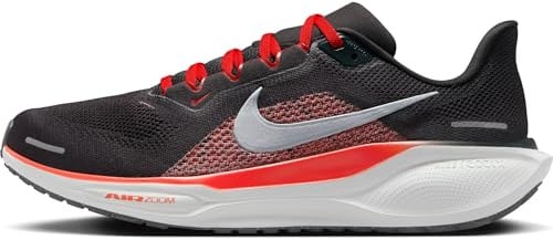 Nike Straßenlaufschuh Nike Pegasus 41 Straßenlaufschuh Für Herren, Dk Smoke Grey/Pure Platinum-Lt Crimson, FD2722-008, 40 EU (7 US)