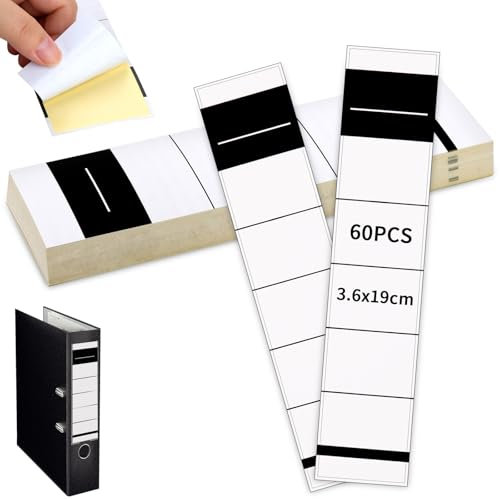 SWTYExt Ordnerrücken Selbstklebend Schmal 3,6x19 cm Rückenschilder Ordner 60 Stück Aktenordner Aufkleber Weiß Ordner Kleberücken Beschreibbar Ordner Aufkleber für Bibliothek Büro Schule Familie