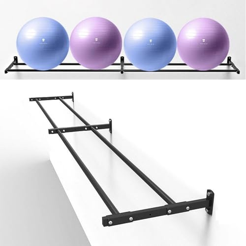 XAoSCd Yoga-Ballhalter, Wandhalterung, Verstellbare Breite, Extralang, Gymnastikball-Gestell, Aufbewahrung Von Fitnessgeräten Für Fitnessbälle/Medizinbälle, L-245 cm (96 1/2,L-245cm(96 1/2