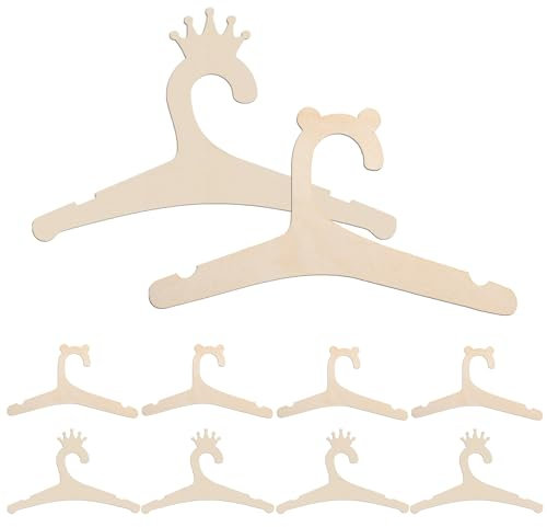 Minfuerang 10 Pezzi Appendini in Legno per Bambini,Scaffale per Vestiti Antiscivolo Durevole,Grucce Neonato,Regalo per il Nuovo Bambino (Legno)