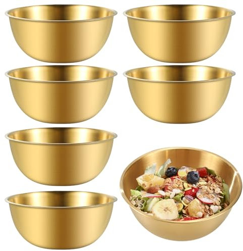 Tutamaz Juego de Cuencos de Acero Inoxidable, 6 Unidades Diámetro de 17 cm Apilables para Hornear y Preparar Alimentos Aptos para lavavajillas para Ensaladeras Aperitivos