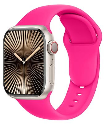 SRena SBC1B for Apple Watch Strap Ultra 2/Ultra/Series10 9 8 7 6 5 4 3/SE (38/40/41/42/44/45/46/49mm) - Sport | Secure Fit, Unisex, Compatible with All Models,Rose Pink