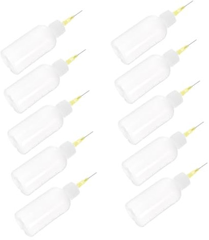 Housoutil 10 Stück Dosierflaschen Tropfflaschen Nachfüllbare Klebeflaschen Nadelspitzen Dispenser Basteln Kleine Flaschen Klebeprojektflasche DIY Zubehör Kunststoff