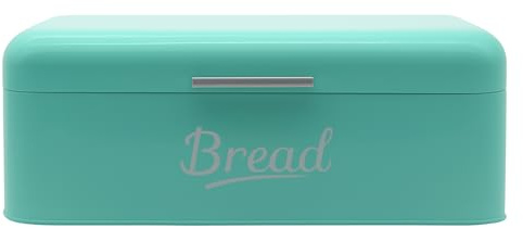 Panera con tapa, caja grande para mantener el pan crujiente de metal, apta para galletas, las conserva durante mucho tiempo sin humedad, diseño retro (menta, grande) XXL 42 x 23 x 16 cm