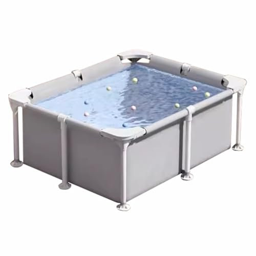 Easnuroz Cadre De Piscine en Métal Piscine À Ossature Métallique 120-300cm Piscine Hors Sol, Pataugeoire Rectangulaire Matériau Stratifié en PVC À 3 Couches(150 * 105 * 45cm)