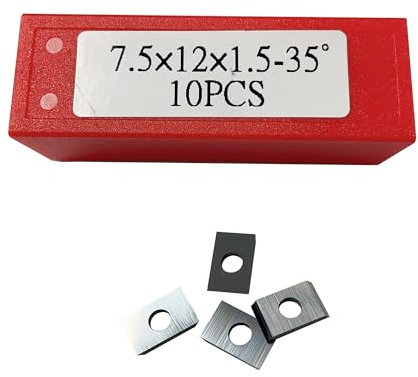 YANSYUAN Professional Industrial Carbide Inserts Blades for Woodworking Replaceable Knives,2-Cutting Edges,Planer/Jointer/Trimmer Blades,Hardwood MDF Plywood Cutting (7.5 * 12 * 1.5-35°)