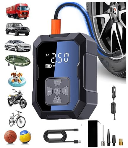 AI Ultra Reifenpumpe 150 PSI Akku Kompressor Elektrische Luftpumpe Auto fahrradpumpe SUP Sprachassistenz Digitalanzeige Powerbank LED SOS Schnellladung mini Kompressor Schlauchboote Zelte Kite Wings