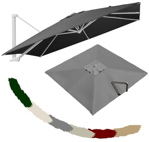 VLKLPZAHAK Ombrellone Di Ricambio Rettangolare Per Ombrellone Da Giardino 250cm 300cm 400cm Telo Di Ricambio Per Ombrellone A Sbalzo, Copertura Di Ricambio Per Ombrellone Da Tavolo Da Esterno(Grey,4x3