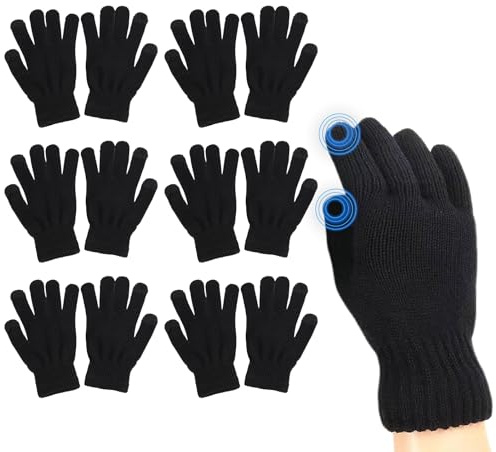 JiaYouLC 6 Paar Unisex Touchscreen-Thermo-Handschuhe, Multipack, Erwachsene, Winter, warm, magische Handschuhe zum Anziehen, Fahren, Skifahren, Radfahren, Einkaufen