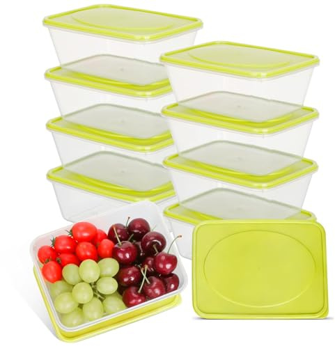 VINATO 10 Stück 1100ml Frischhaltedosen mit Deckel, Wiederverwendbarer Frischhaltedosen-Set für Lebensmittel, Gefrierdosen, BPA-frei, Stapelbar, Mikrowellen Gefrierschrank Spülmaschinengeeignet