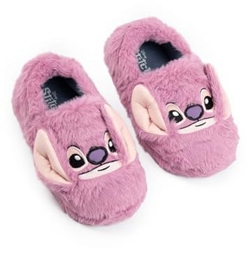 Disney Lilo & Stitch Angel Girls Pink Slip On Loafer Slippers | Fluffy Home Wear Movie Character Footwear for Relaxing | Children's House Slippers | Lilo & Stitch Merch