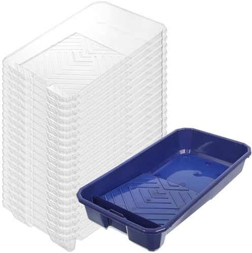 20 Pcs Paint Tray Liners Set 4 Inch Paint Roller Trays with 20 Disposable Plastic Liners for Walls Furniture Painting Home Decor and DIY Projects (Blue)