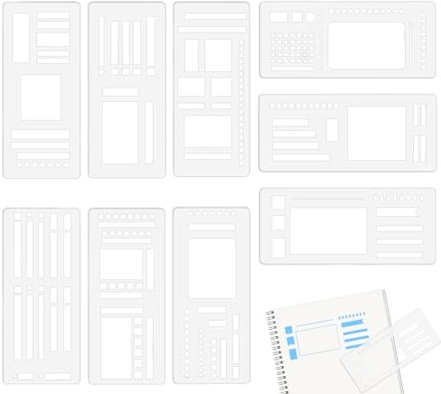 9 Stück Bullet Journal Zubehör, Handgemachte Flexible Record Schablone, Bullet Journal Schablonen für Planer Zeilen und Tägliche Planung