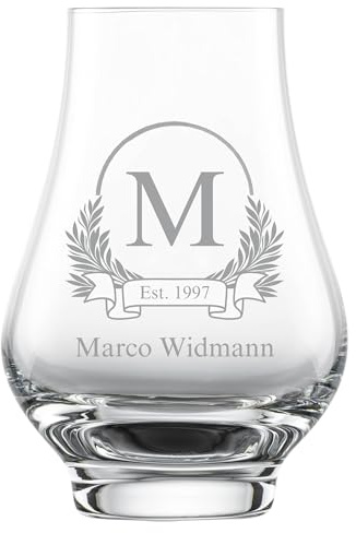 Z W I E S E L Whisky Nosing Tumbler mit individueller Gravur, Bar Special, spezielle Nosing Gläser für Whisky personalisiert, Tritan-Kristallglas, Made in Germany, Geschenkidee Männer & Vatertag