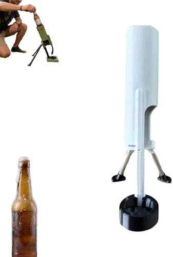 Mörser-Design Bierflaschenöffner, Druck-Flaschenöffner mit automatischem Kronkorken-Auswurf, lustiger Freihand-Flaschenöffner für Hausbar, Partys und Geschenkideen für Männer (Weiß)