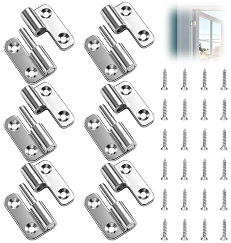 6pcs Lift Off Door Hinges 1.5 Inch 304 Stainless Steel Detachable Hinges | Right Handedness Small Slip Joint Flag Detachable Door Hinge for Internal External Doors Wood Included Screws