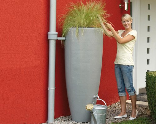 Graf Garantia Regenwasserbehälter Regentonne 2in1 Wasserbehälter zinkgrau