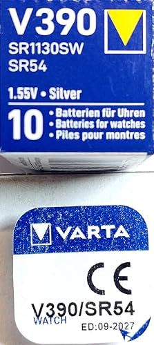 Lot de 10 Piles bouton 390 (SR1130SW) SR54 1.55V Varta