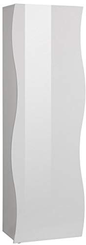 Web Convenienza Mare Guardaroba Bianco Laccato Lucido per Abiti e Cappotti - Made in Italy con Ante in Legno - Frontali motivo ondeggiante