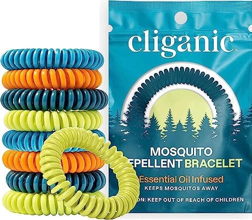 Paquete 10 Unidades Pulseras Repelente de Mosquitos, 100% Natural | Protección contra bichos e Insectos, Banda Impermeable Que NO Contiene DEET | Control de plagas para niños y Adultos