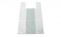 IMBALLAGI ALIMENTARI 500 unità, Borsa di plastica ecologica media bianca 28 x 50 sacchetti con manici Shoppers Borsa borsa per acquisto da cibo