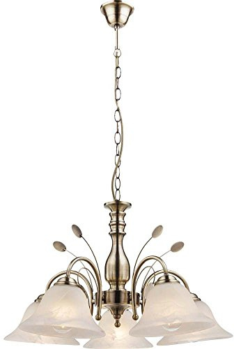 Stylischer 5-flg Kronleuchter Kandelaber Restaurant Glas Globo POSADAS 69007-5H