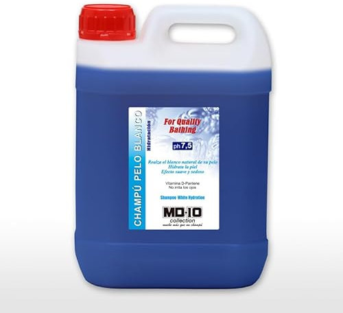 Champú para Perros de Pelo Blanco - Champú Hidratante y Dermoprotector con Vitamina D-Pantenol - Realza el Color - para Perros con Pelo Largo y con Nudos - pH Neutro - 750 ml - MD10 Collection