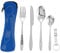 BRAMBLE 5 Pièces Couvert Camping Inox & Décapsuleur avec Étui - Couvert Pique Nique de Voyage (Bleu)