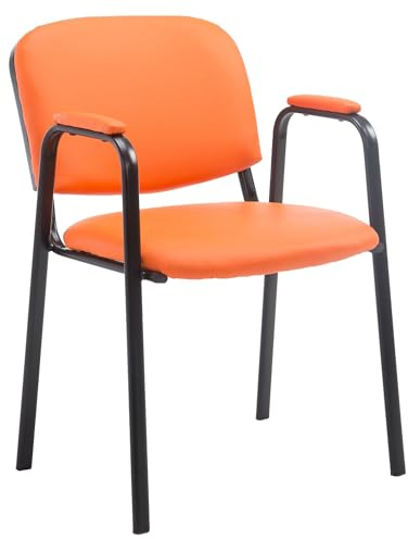 CLP Stapelstuhl Ken Pro I Konferenzstuhl Mit Kunstleder-Bezug Und Armlehnen, Farbe:orange