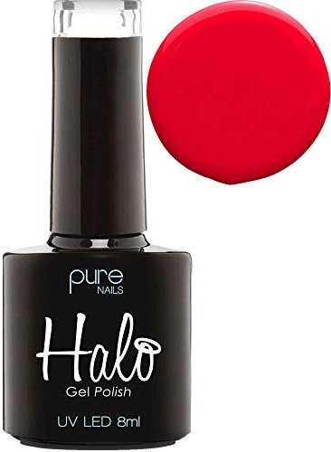 Halo Gel Polish 8ml - Red. UV/LED Gel Nail Polish, Long Lasting & Easy To Apply. Nail Art Colours For Manicure & Pedicure. Gel Polish For Professional & Home Use.
