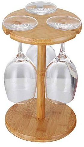 rukauf Weinglas-Halter Gläserregal aus Bambus modernes Design für bis zu 3 Wein-Gläser
