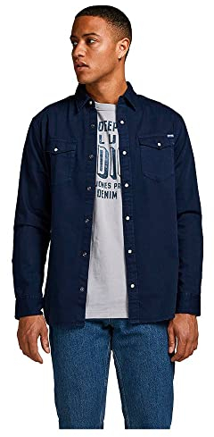 JACK & JONES Herren Jjesheridan skjorte L/S Noos Jeanshemd, Dark Navy, XXL EU