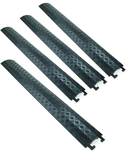 4 Stück 1 Kanal PVC Kabelbrücke SCHWARZ Schlauchbrücke Kabelkanal für Fußgänger/Radfahrer/Büro usw.