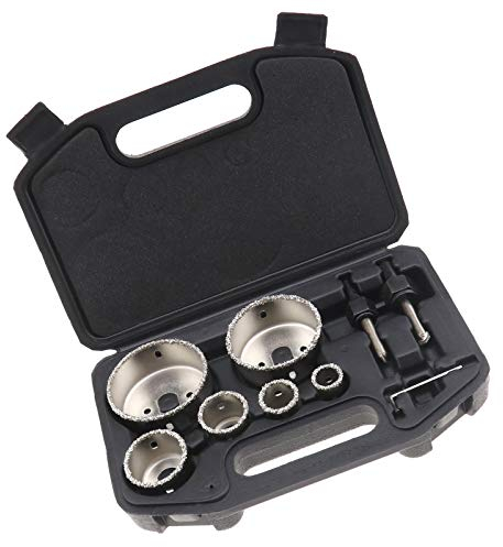 EMSea Kit de Scie-Cloche à Revêtement en Diamant pour Carreaux de Céramique avec Boîte de Rangement en Alliage 6 Trous 22 à 73mm Portable Durable Coupe de Béton