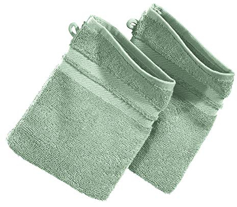 Erwin Müller Walk-Frottier Bio Waschhandschuh im 2er-Pack, Serie Tübingen Jade Größe 16x21 cm - eine Luxus-Qualität der absoluten Spitzenklasse, enorm saugstark, 100% Baumwolle