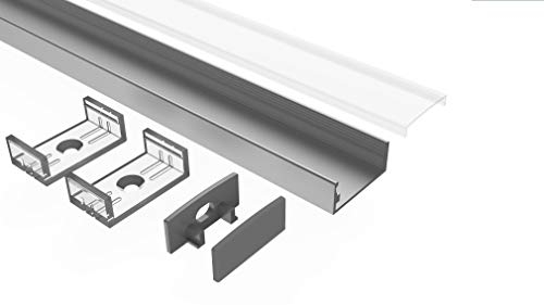 Tivendis LED Profil 2m Set 6-teilig milchig | AB Aluprofil für LED Streifen bis 20mm | LED Profil indirekte Beleuchtung | Aluprofil LED Leiste Küche Decke | LED Aluminium Profil 2m | LED Schiene