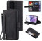 EYZUTAK Handyhülle für Samsung Galaxy S20 FE 5G Hülle,Flip Case Lederhülle Reißverschluss Magnetverschluss Brieftasche mit 9 Kartenfächern Standfuntion Retro Matt Ledertasche-Schwarz